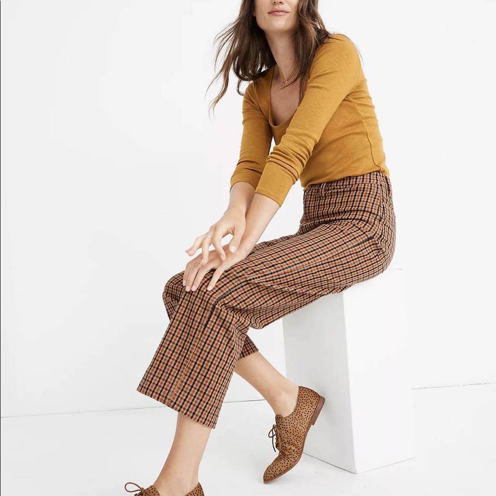 Madewell Slim Emmett Wide-Leg Crop Pants in Check 25
